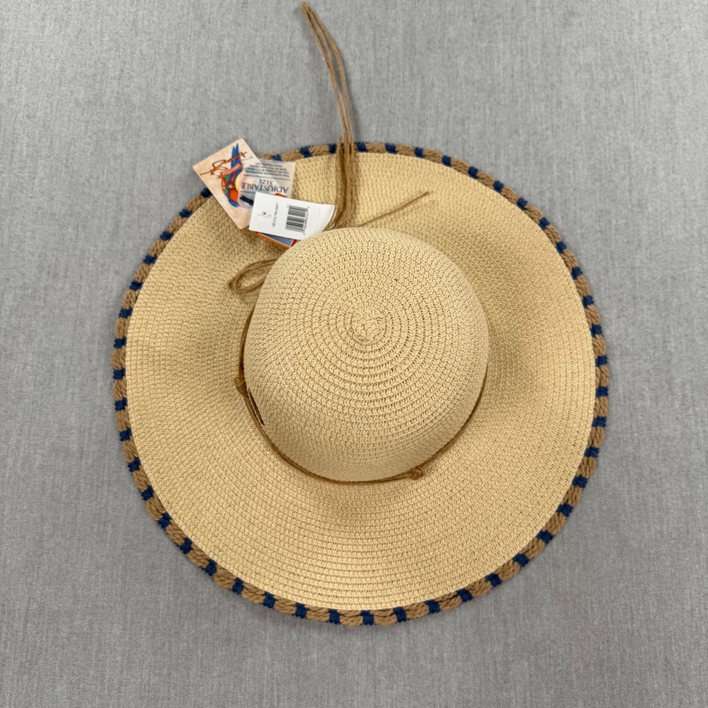 Panama Jack Womens Straw Sun Hat UPF 50+ Blue Trim‎ Adjustable DELPJL726-ASST